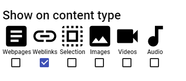 selecting the link content type